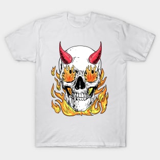 Horned-Skull in flames T-Shirt